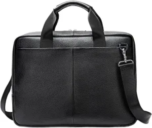 Briefcases 15 Inch Laptop Bag for Men's Briefcases Genuine Leather Men's Executive Briefcase Portafolio(Black)