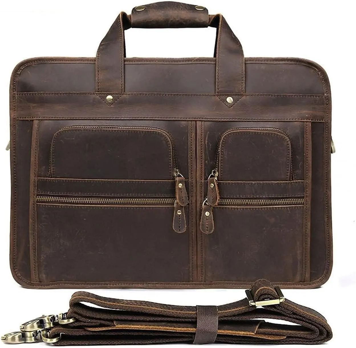 Briefcases for Men, Business Cowhide Travel Messenger Bags, Genuine Leather Luggage Shoulder Bags, Brown (Color : Brown)