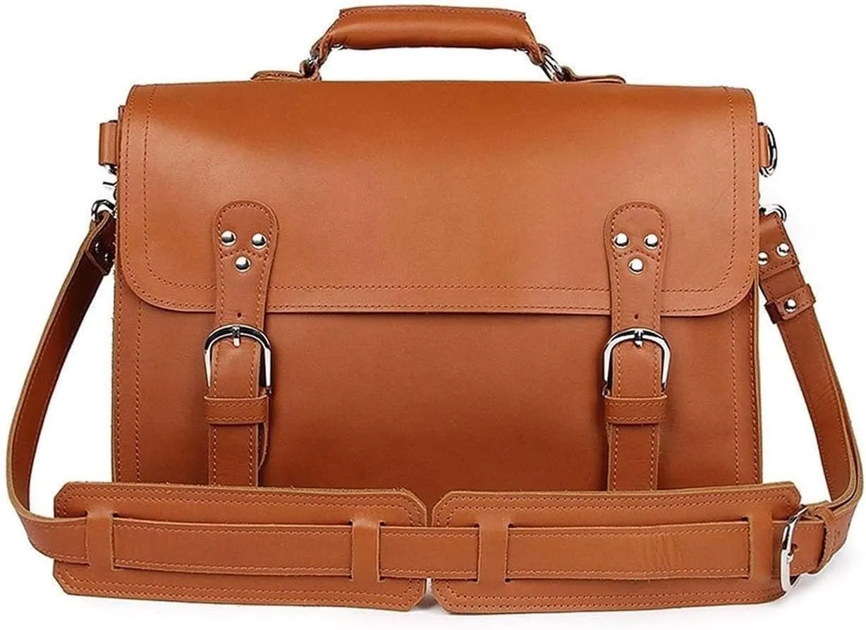 Briefcases for Men, Business Travel Messenger Bags, Shoulder Bags, Genuine Leather Briefcase for Men (Color : Brown)
