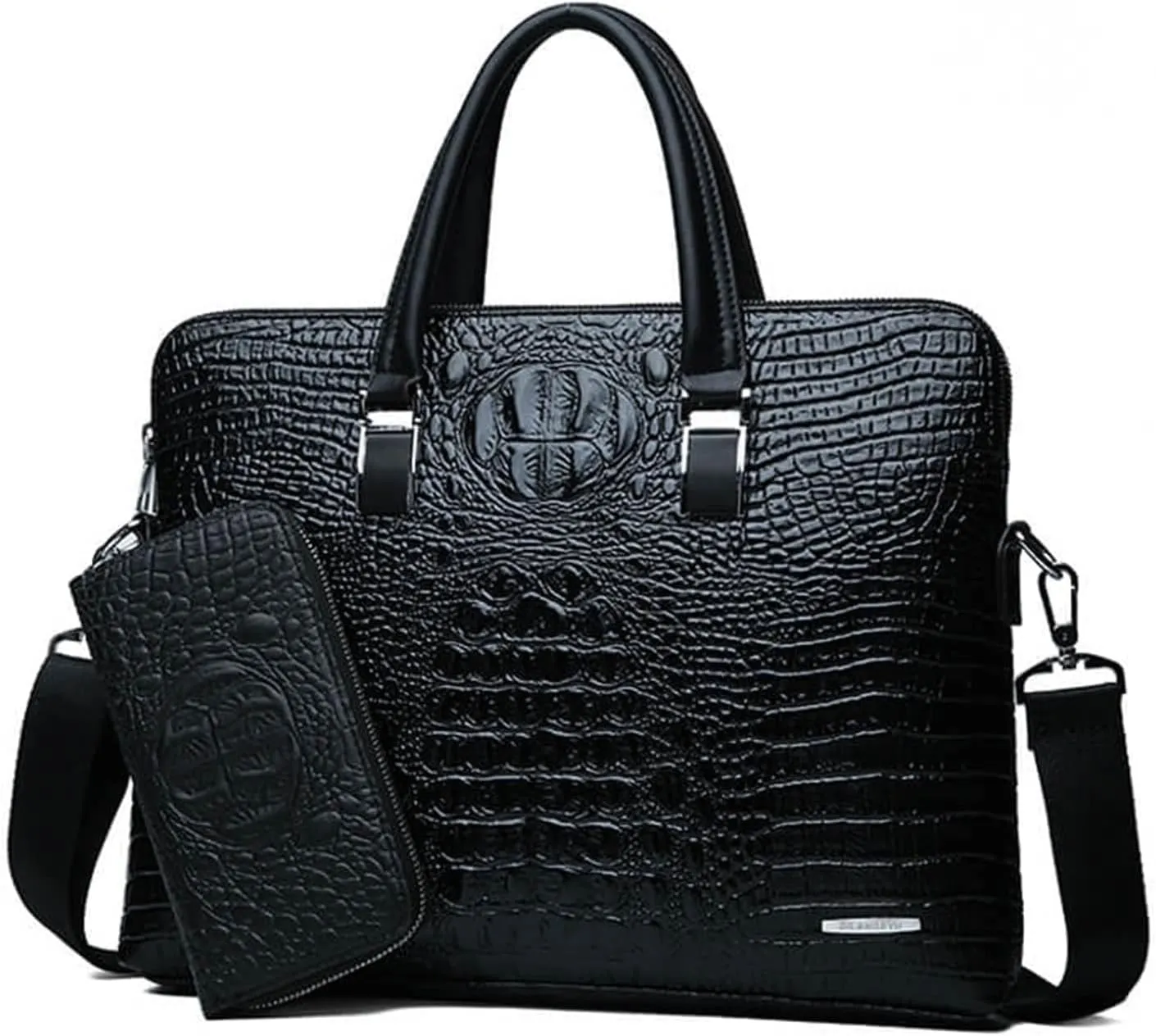 Briefcases for men Double Layer Men Handbag Briefcases Leather Handbags Pattern Shoulder Bag Male Laptop Bag