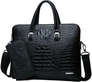 Briefcases for men Double Layer Men Handbag Briefcases Leather Handbags Pattern Shoulder Bag Male Laptop Bag