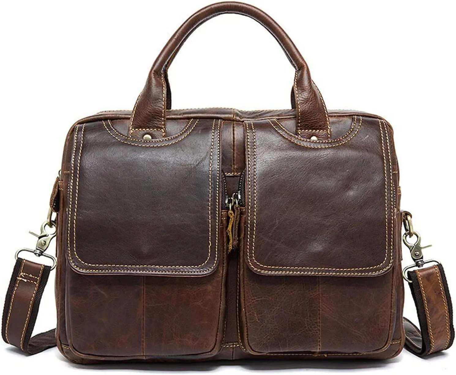 Briefcases for men MenTop Layer Cowhide One-Shoulder Messenger Casual Archive Leather Briefcase Business Bag