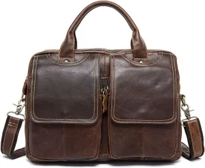Briefcases for men MenTop Layer Cowhide One-Shoulder Messenger Casual Archive Leather Briefcase Business Bag