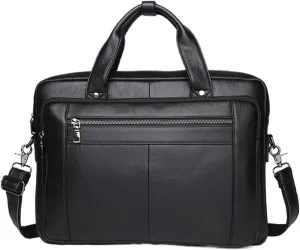 Briefcases Genuine Leather Bussiness Briefcases Black for Men Handbags Laptop 16 Inch Office Computer Bag
