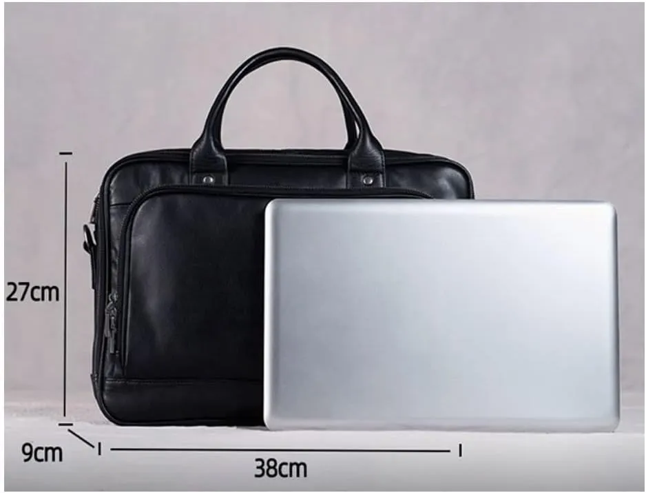 Briefcases Men's Leather Large Messenger Shoulder Bags Laptop Bags Casual Daypacks Carrying Cases 15Inch