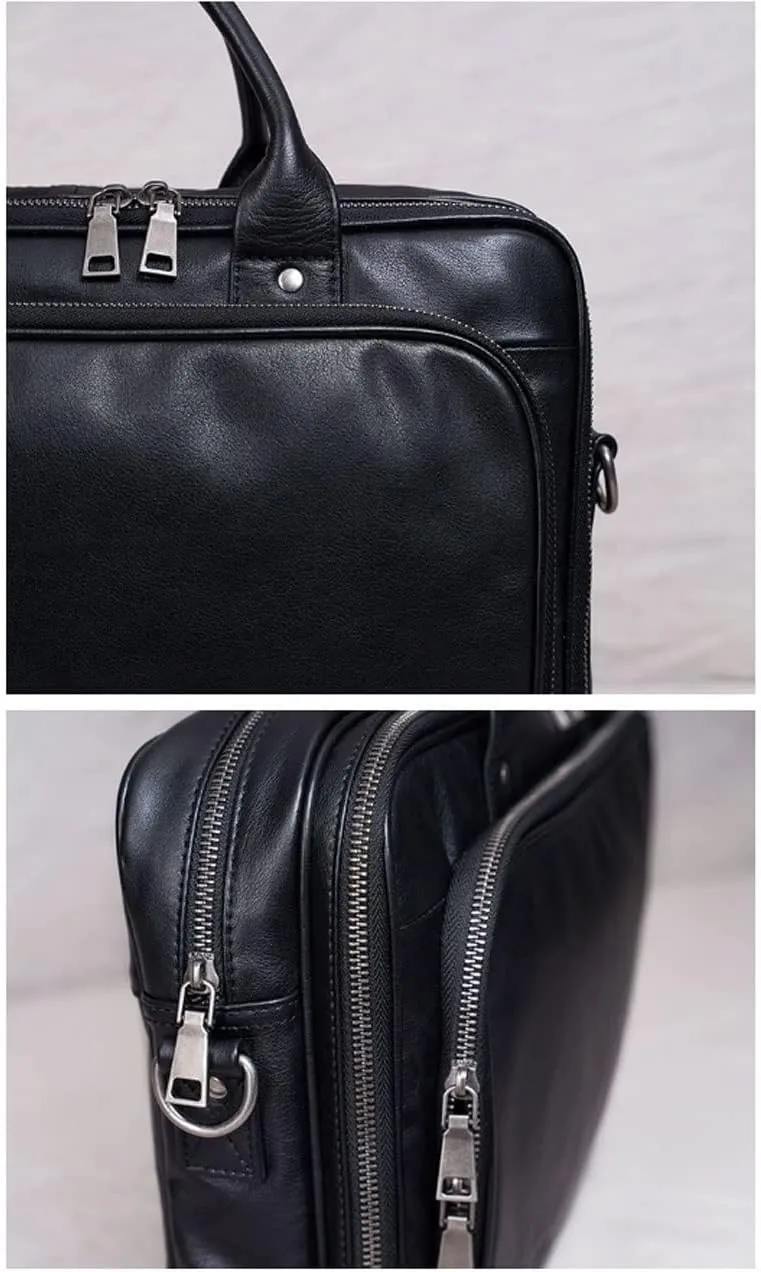 Briefcases Men's Leather Large Messenger Shoulder Bags Laptop Bags Casual Daypacks Carrying Cases 15Inch