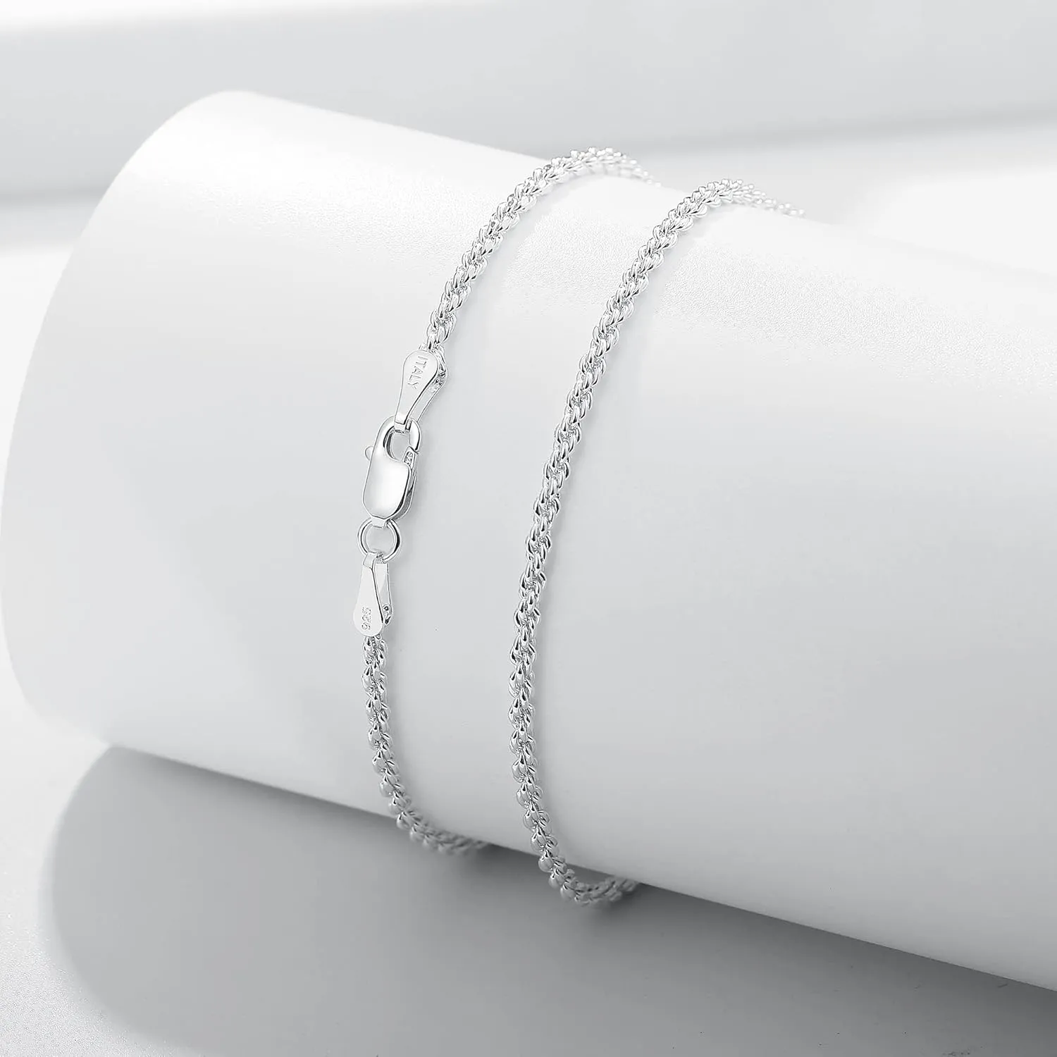 BRIJEWNES 925 Sterling Silver Clasp 2/2.5/3mm Gold | Silver Rope Chain Bracelets for Men Women Solid Diamond Cut Rope Chain Mens Bracelet Chain Bracelets for Men Jewelry Men Gifts