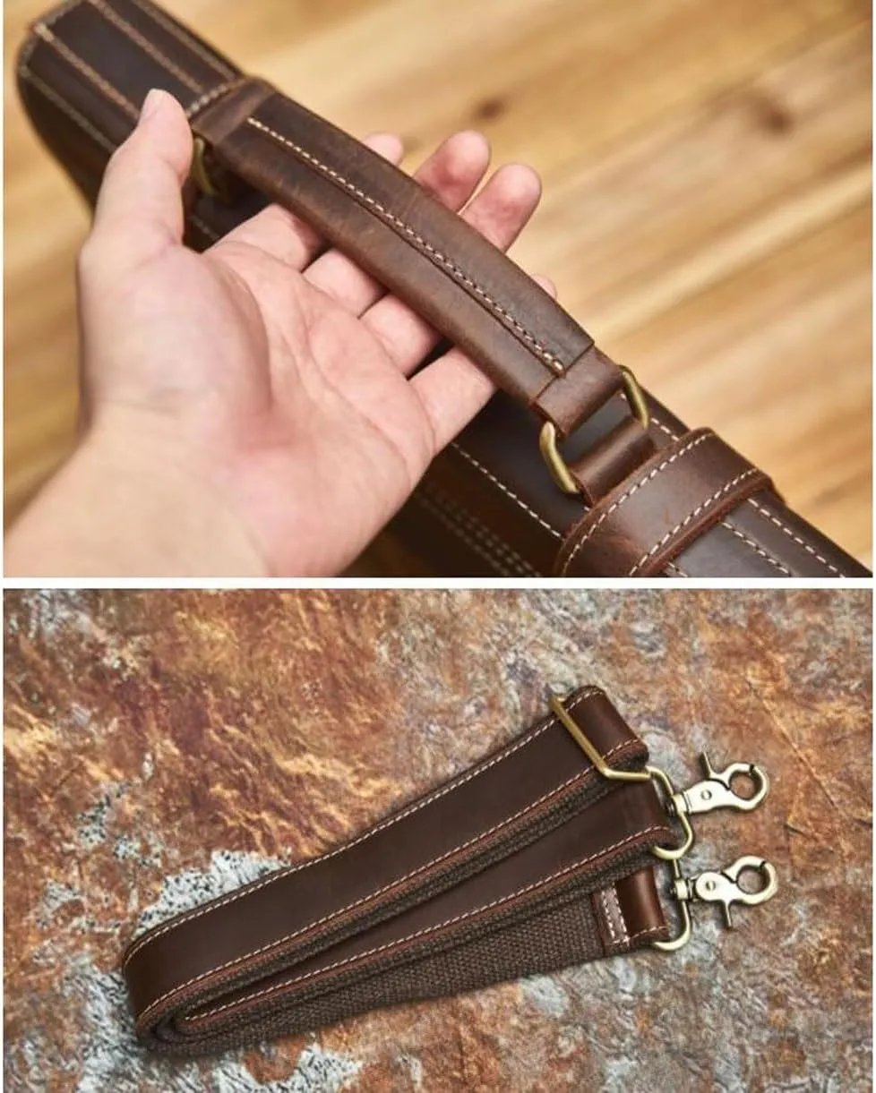 Business Briefcases Mens Handbags Messenger Shoulder Bags Genuine Leather Laptop Bags Carrying Cases 13.4Inch