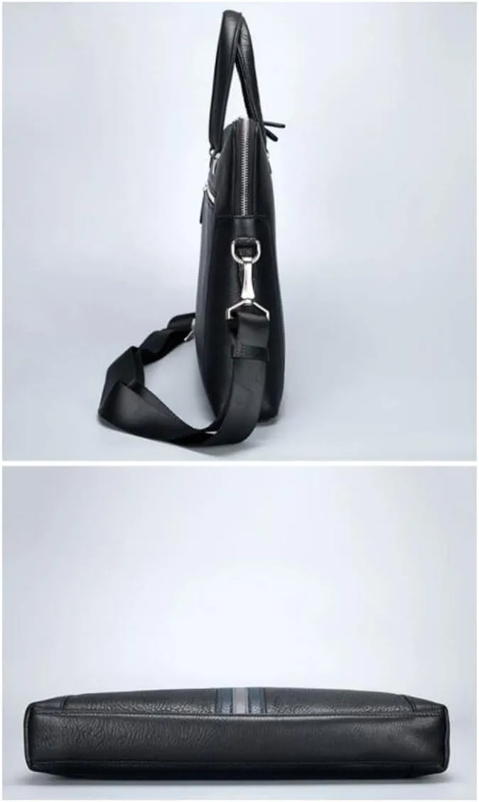 Business Briefcases Mens Messenger Shoulder Bags Crossbody Bags Handbags Genuine Leather Laptop Bags 15.2Inch