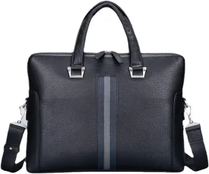 Business Briefcases Mens Messenger Shoulder Bags Crossbody Bags Handbags Genuine Leather Laptop Bags 15.2Inch