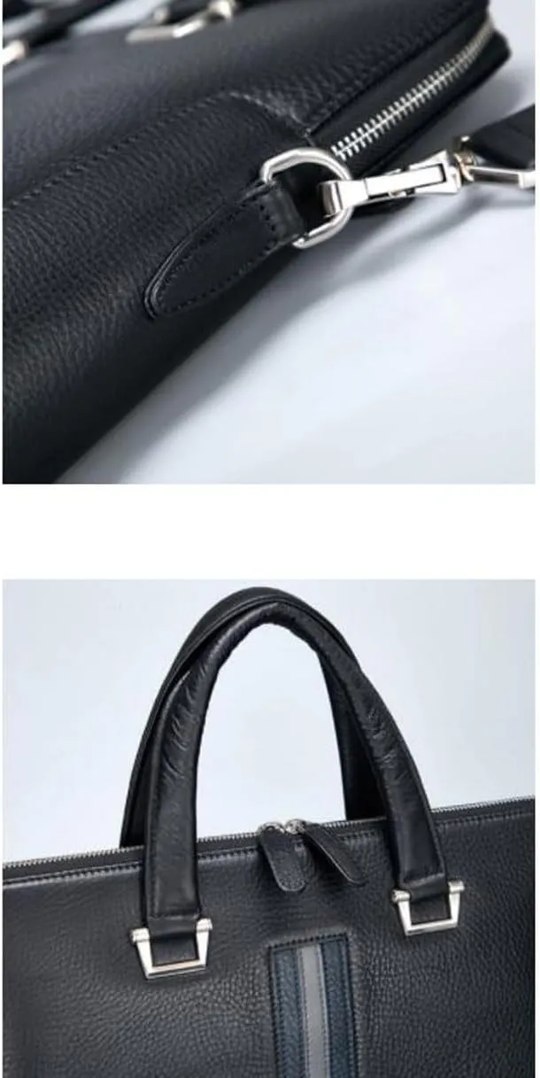 Business Briefcases Mens Messenger Shoulder Bags Crossbody Bags Handbags Genuine Leather Laptop Bags 15.2Inch