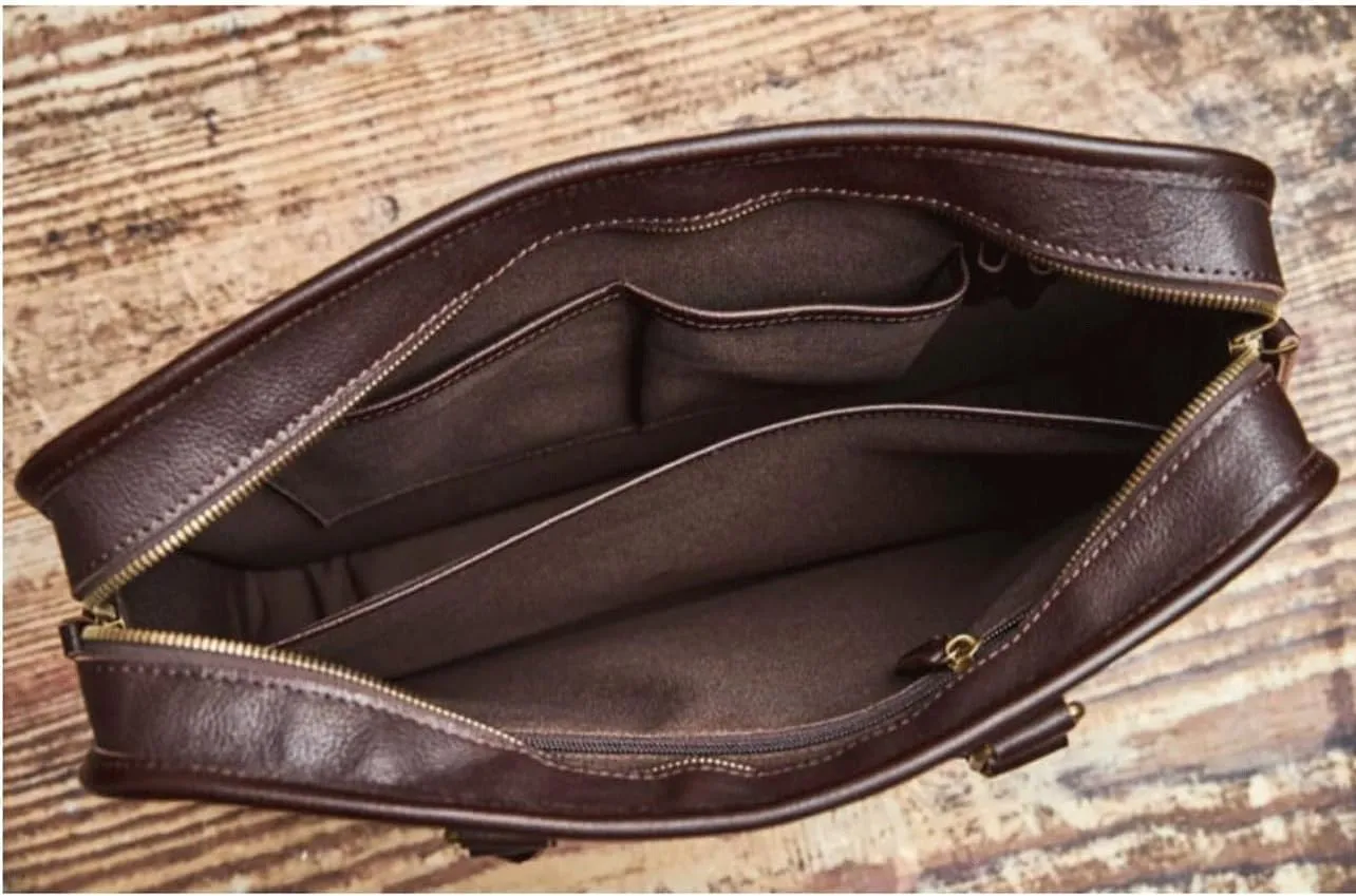 Business Briefcases Mens Messenger Shoulder Bags Genuine Leather Laptop Bags Crossbody Bags Handbags