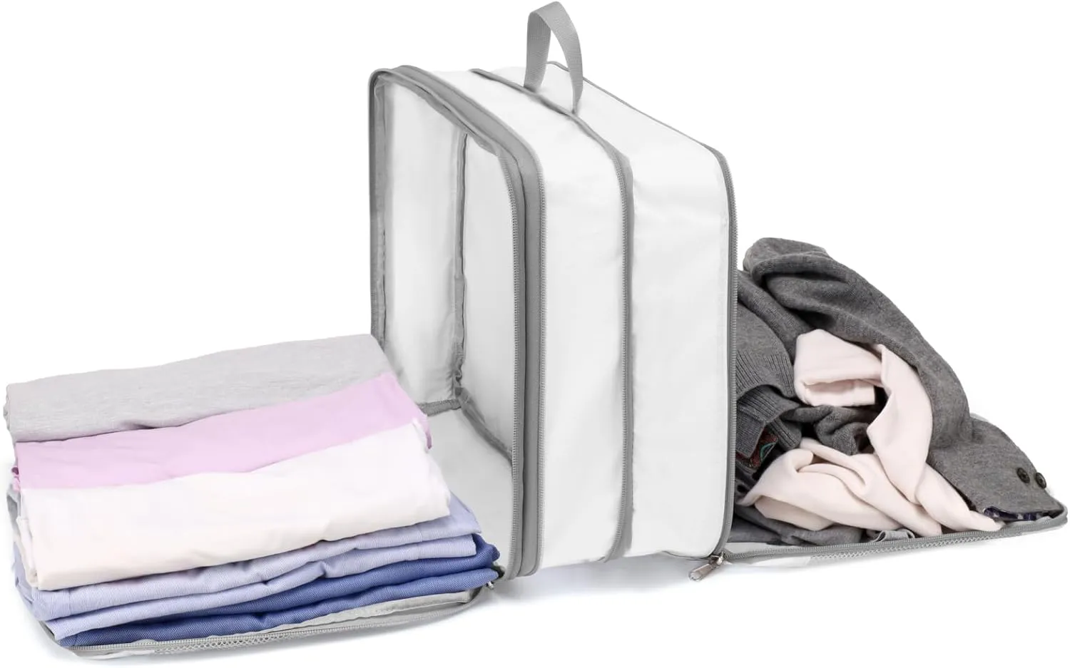Cambond Double Sided Compression Packing Cubes - Expandable See Through Mesh Compression Cubes for Travel, Separate Clean and Dirty Clothes Efficient Packing Organizers for Road Trip, Cruise