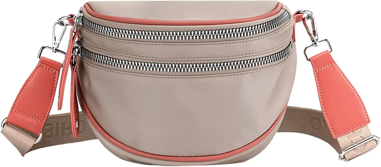 Canvas Shoulder Bag Lightweight Nylon Fabric Women's Bag Fashion Ladies Shoulder Crossbody Bags Casual (Khaki, One Size)