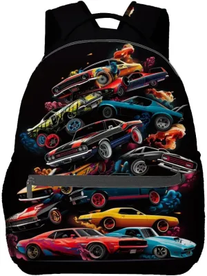 Car Pattern Backpack Travel Backpacks Laptop Rucksack,School Bookbag for Women Kids Boys Girls,Muscle Cars Sports Back Pack Accessories Bags,Ideal Gifts for Work, Outdoor Adventures