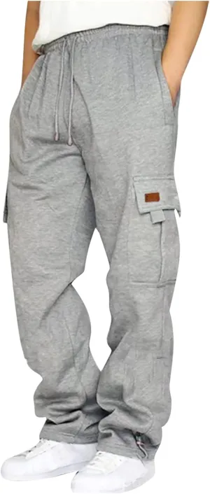 Cargo Pants for Men Baggy Multiple Pockets Pants Casual Elastic Waist Drawstring Cargo Pants Joggers Trousers