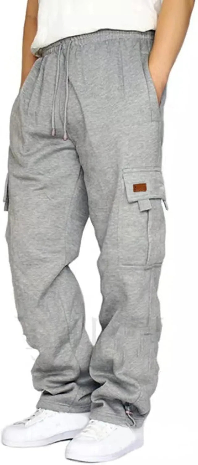 Cargo Pants for Men Baggy Multiple Pockets Pants Casual Elastic Waist Drawstring Cargo Pants Joggers Trousers