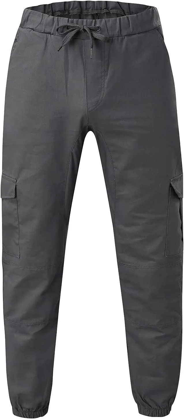 Cargo Pants for Men Big and Tall Hiking Outdoor Elastic Waist Pants with 5 Pockets Men's Cargo Pants Classic Straight