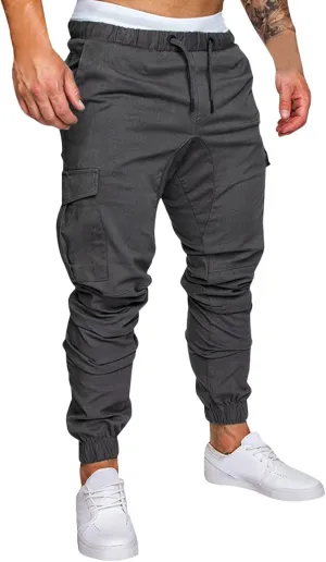 Cargo Pants for Men Big and Tall Hiking Outdoor Elastic Waist Pants with 5 Pockets Men's Cargo Pants Classic Straight