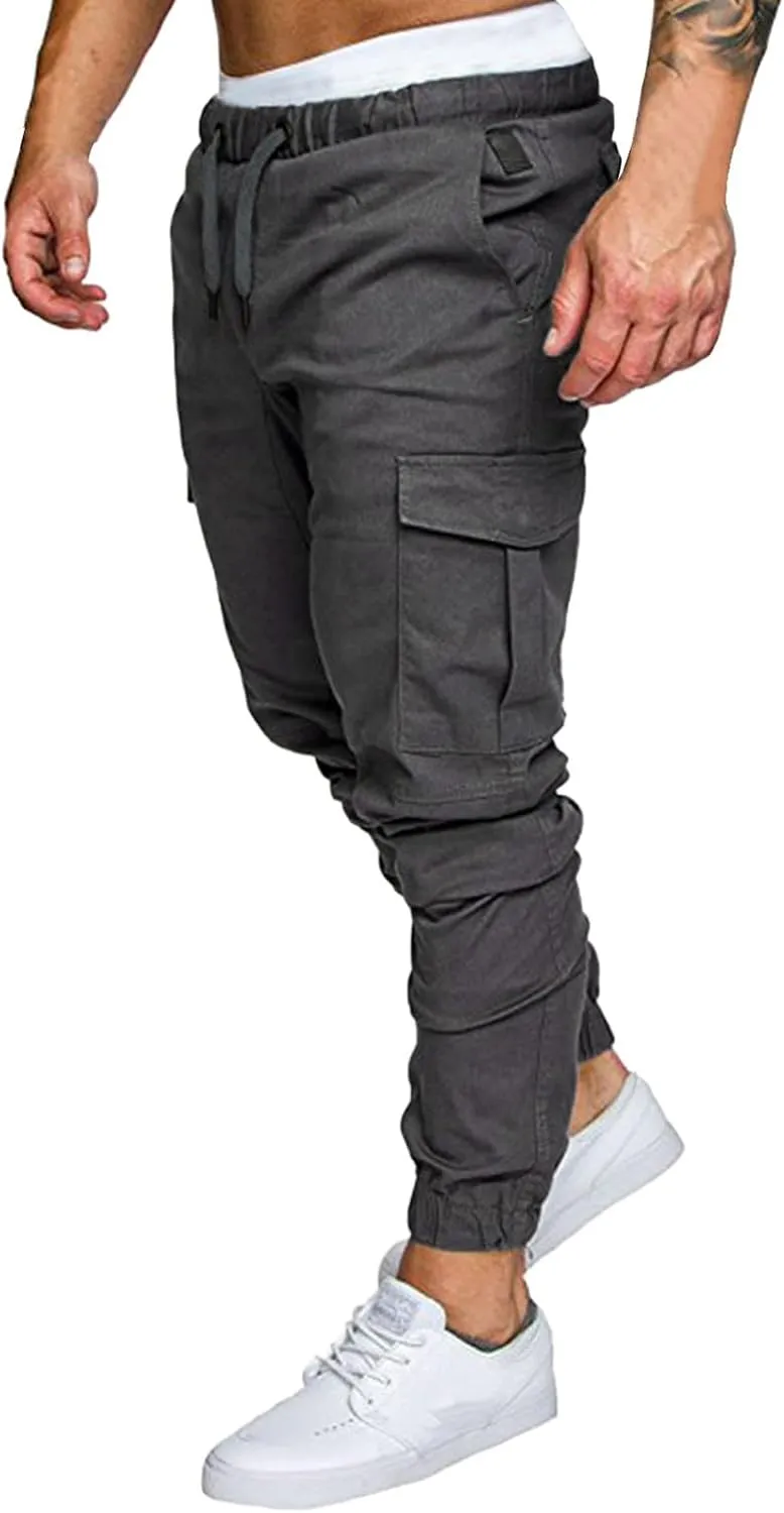 Cargo Pants for Men Big and Tall Hiking Outdoor Elastic Waist Pants with 5 Pockets Men's Cargo Pants Classic Straight