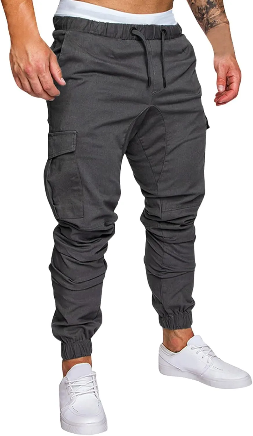 Cargo Pants for Men Big and Tall Hiking Outdoor Elastic Waist Pants with 5 Pockets Men's Cargo Pants Classic Straight