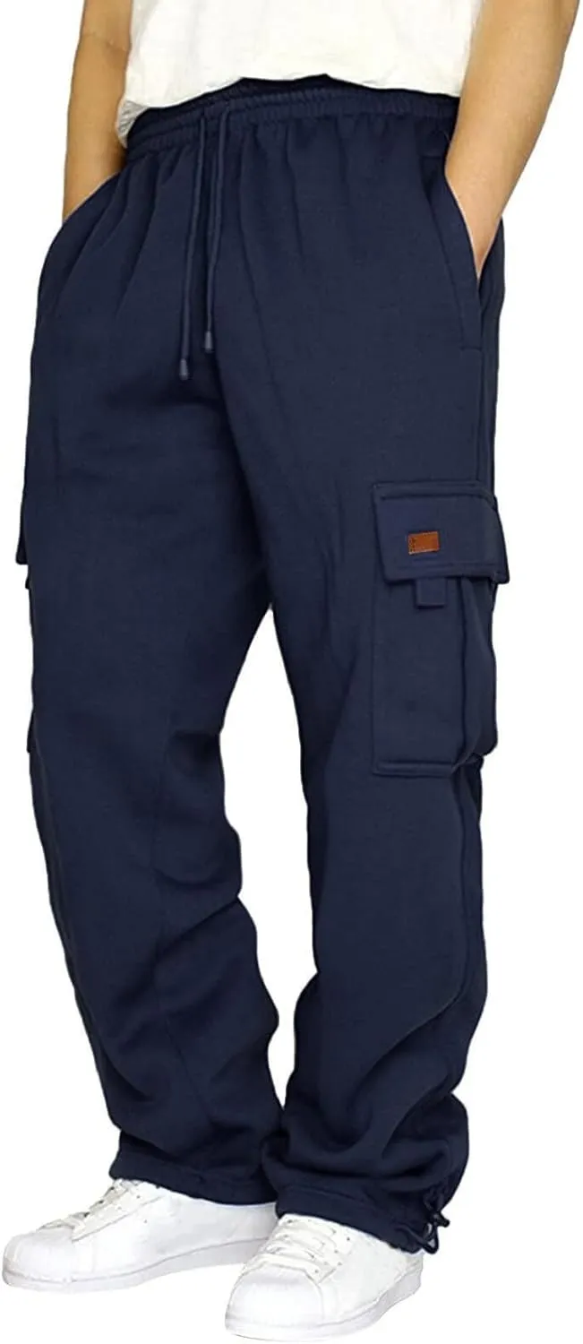 Cargo Pants for Men Relaxed Fit Multiple Pockets Pants Casual Elastic Waist Drawstring Cargo Pants Fashion Trousers