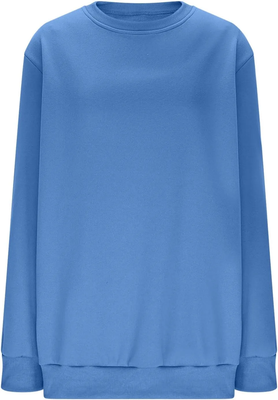 Casual Crewneck Sweatshirt for Women 2025 Spring Fall Tops Plain Color Long Sleeve Sweater Fuzzy Shirts
