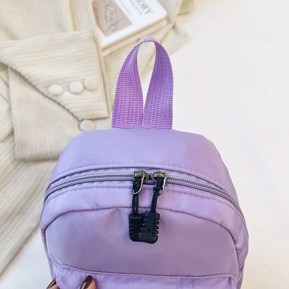 Casual Nylon Women Mini Backpack Fashion Solid Color Preppy Style Female Small Travel Knapsack Rucksacks
