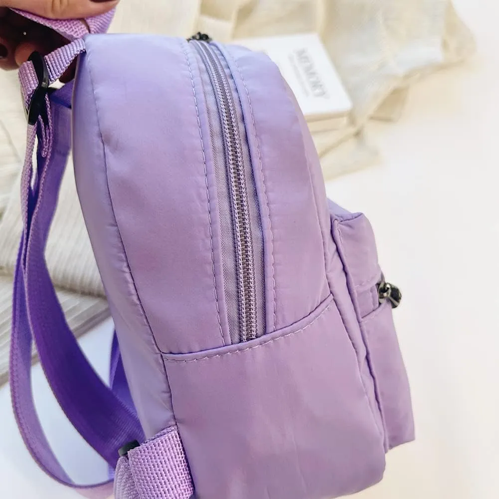 Casual Nylon Women Mini Backpack Fashion Solid Color Preppy Style Female Small Travel Knapsack Rucksacks
