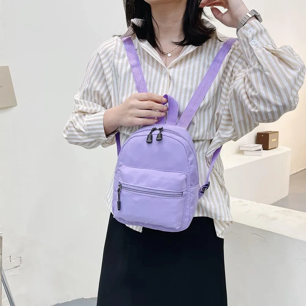 Casual Nylon Women Mini Backpack Fashion Solid Color Preppy Style Female Small Travel Knapsack Rucksacks
