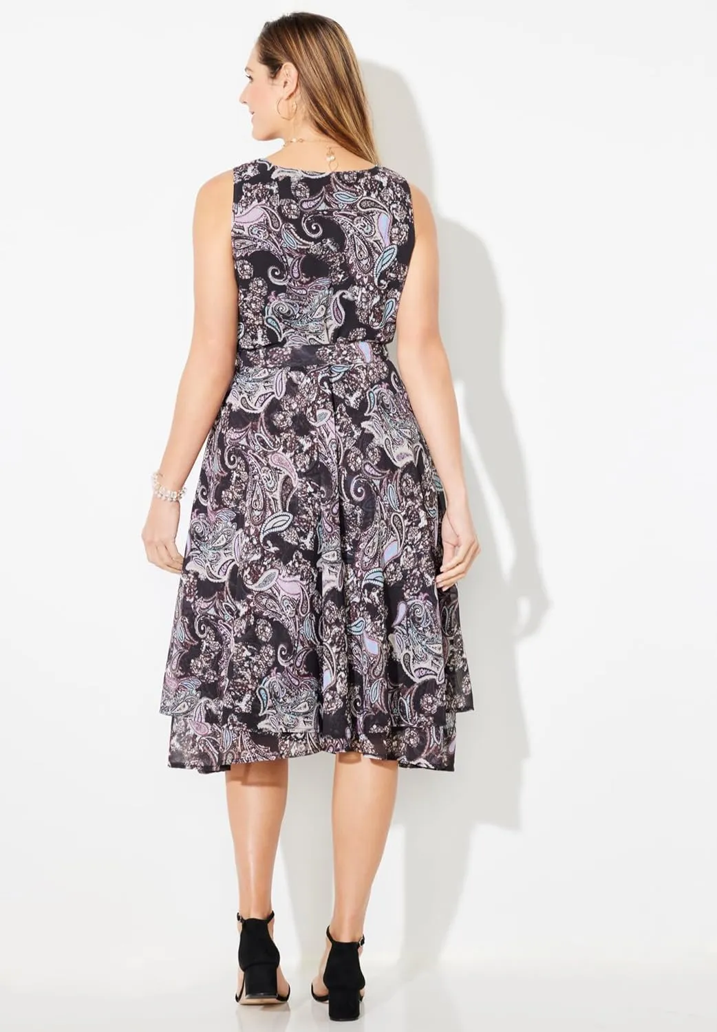Catherines Women's Plus Size Georgette Flyaway Midi Dress