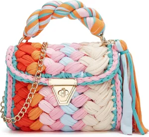 Chunky Yarn Knit Crossbody Bags for Women Top-handle Handwoven Tote Bag Soft Braided Shoulder Satchel Cute Purses