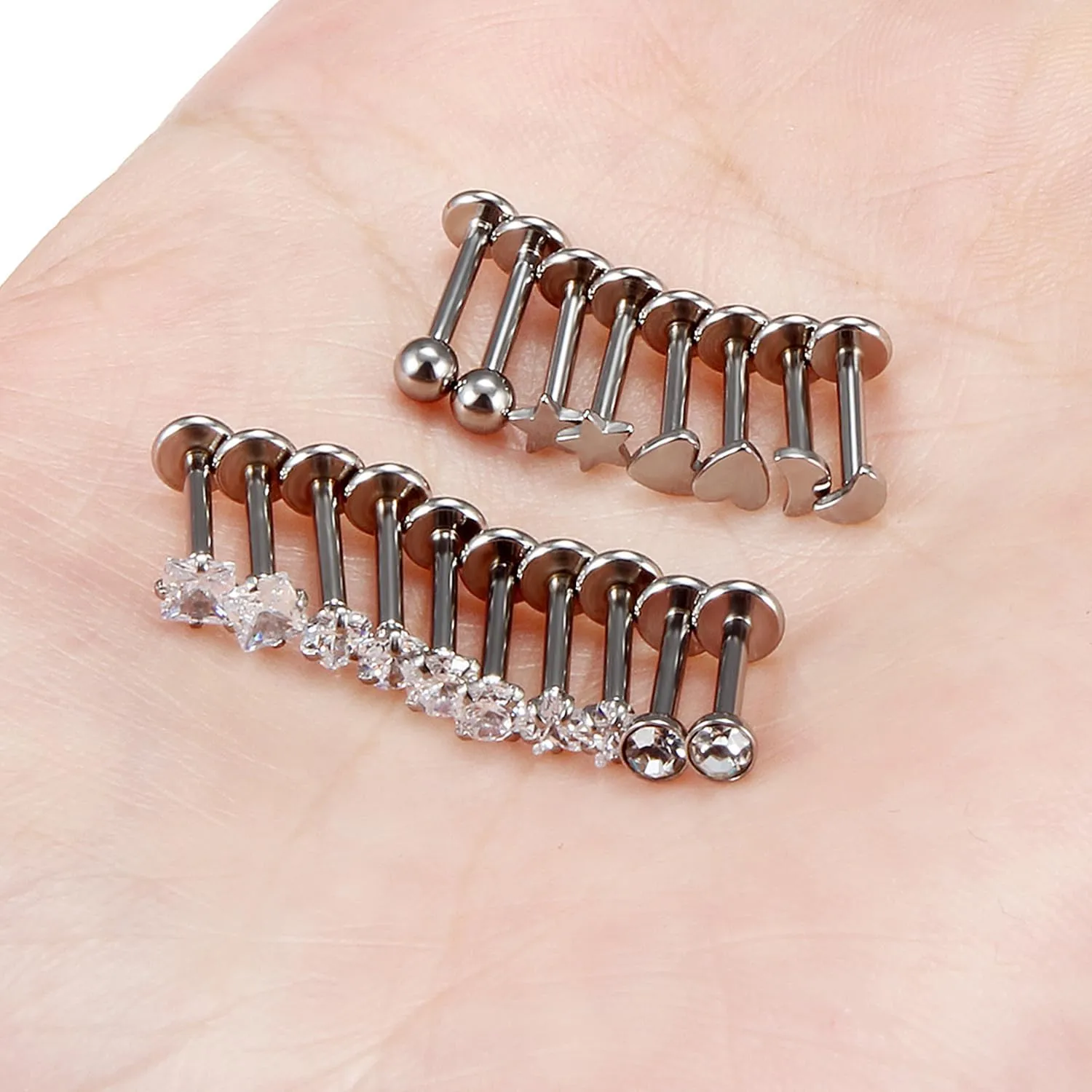 Cisyozi 20G 18G 16G Threadless Push in Nose Rings Studs With Fat Back 316L Surgical Steel Lip Labret Medusa Rings Studs Cartilage Tragus Helix Ear Earring Body Jewelry Piercing for Women Men 7mm Bars