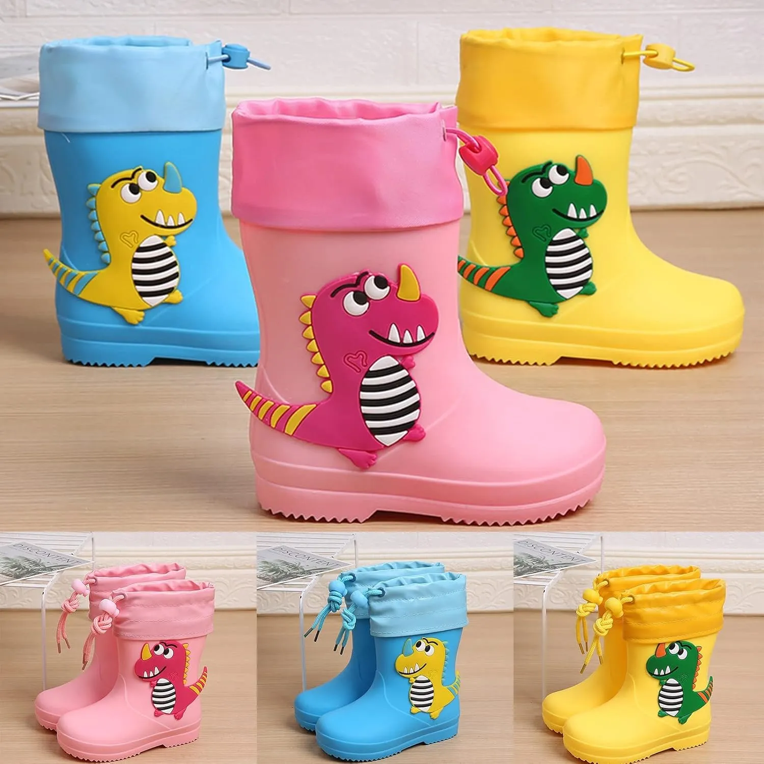 Classic Children Rain Boots PVC Rubber Children Water Shoes Rain Boots Kids Baby Cartoon Shoes Girls Booties Size