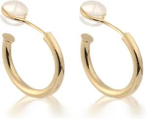 Clip-on Earrings for Women  14K Real Gold Plated Non-Pierced Hoop Earrings  Comfortable, Invisible Clip Design  Gold & White Gold Options