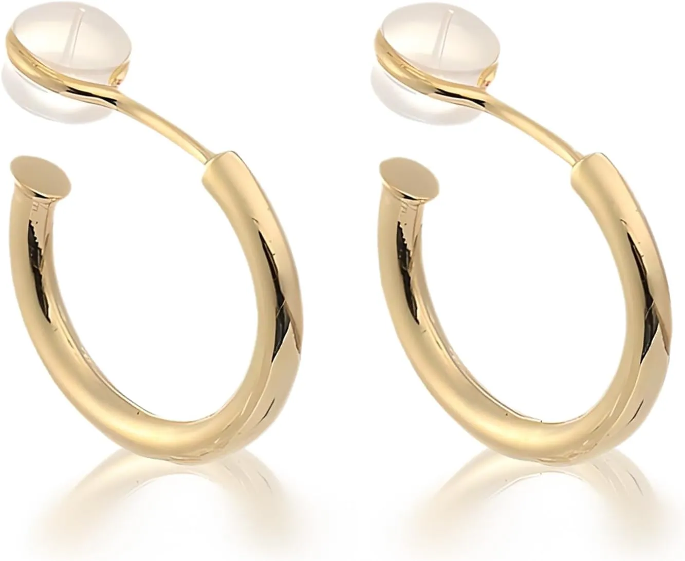 Clip-on Earrings for Women  14K Real Gold Plated Non-Pierced Hoop Earrings  Comfortable, Invisible Clip Design  Gold & White Gold Options