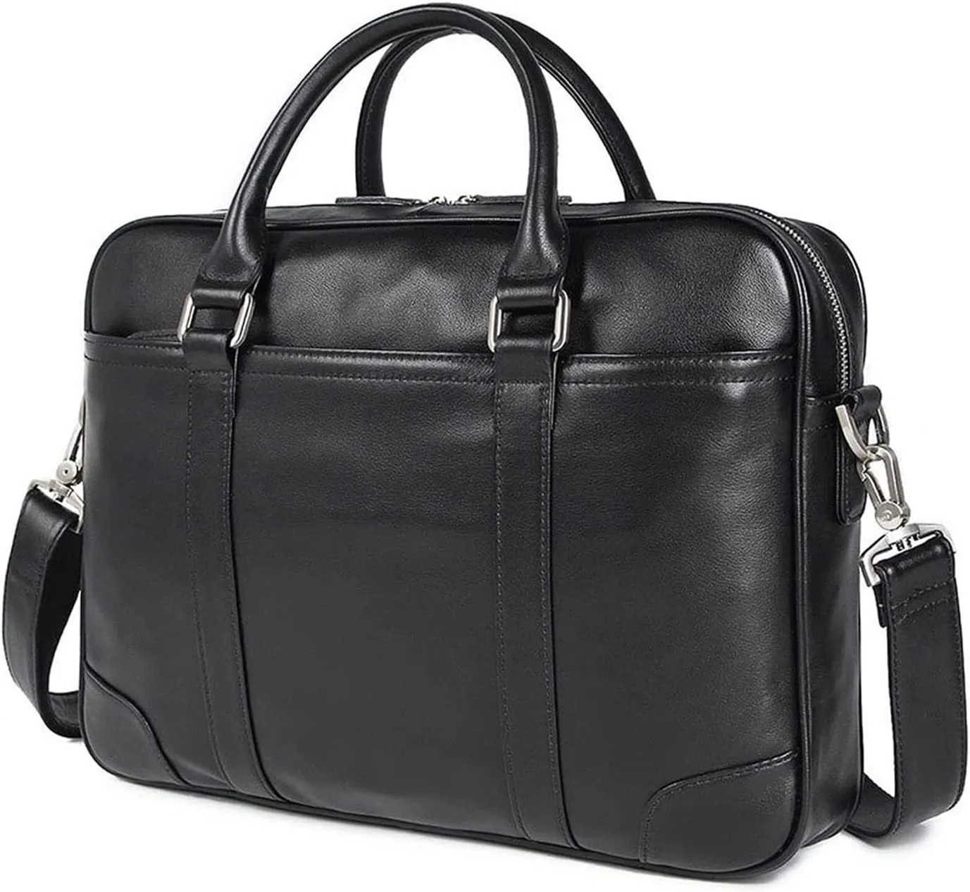 Computers Bags, Briefcases for Men, Messenger Shoulder Bags, Business Mens Genuine Leather Laptop Bags, Handbags (Color : Black)