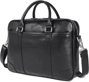 Computers Bags, Briefcases for Men, Messenger Shoulder Bags, Business Mens Genuine Leather Laptop Bags, Handbags (Color : Black)