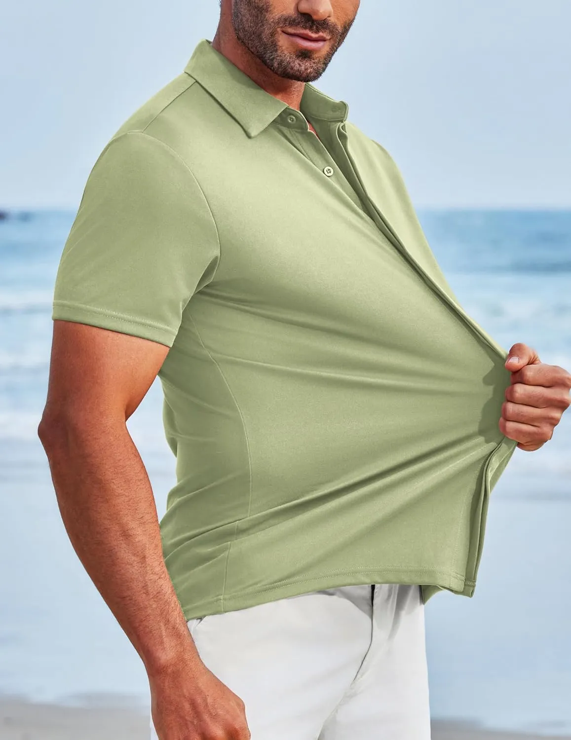 COOFANDY Mens Dress Shirts Button Down Short Sleeve Shirt Summer Shirts Casual Wrinkle Free Muscle Fit Shirts