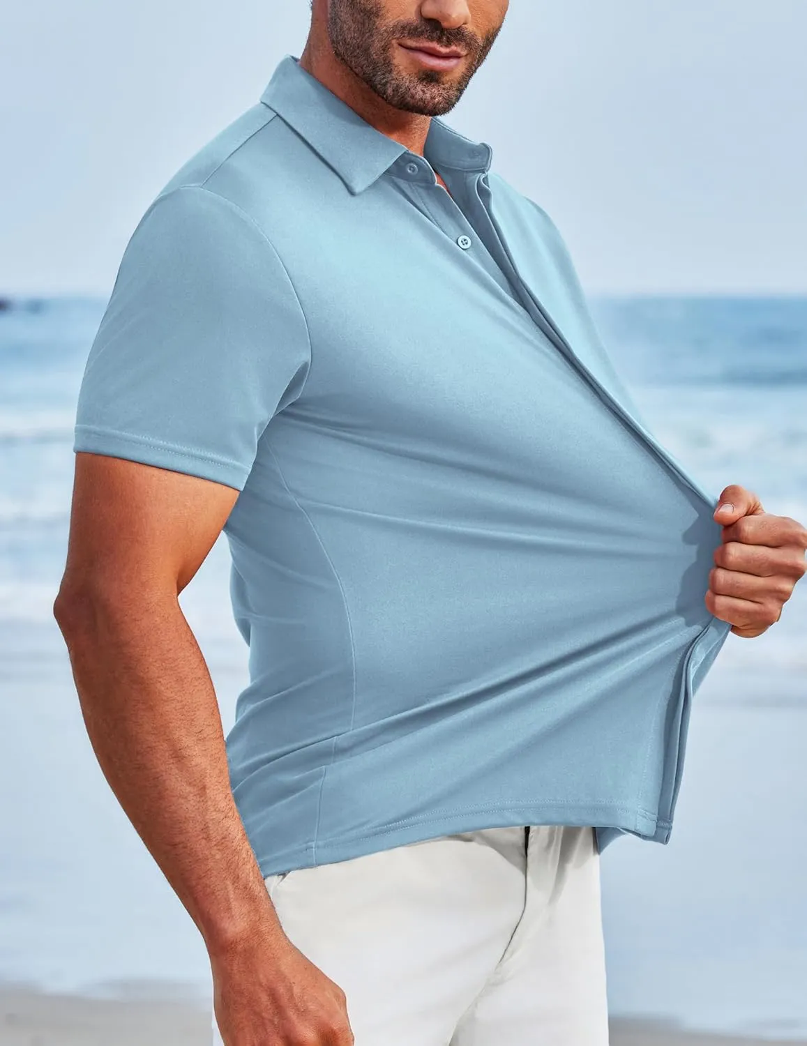 COOFANDY Mens Dress Shirts Button Down Short Sleeve Shirt Summer Shirts Casual Wrinkle Free Muscle Fit Shirts