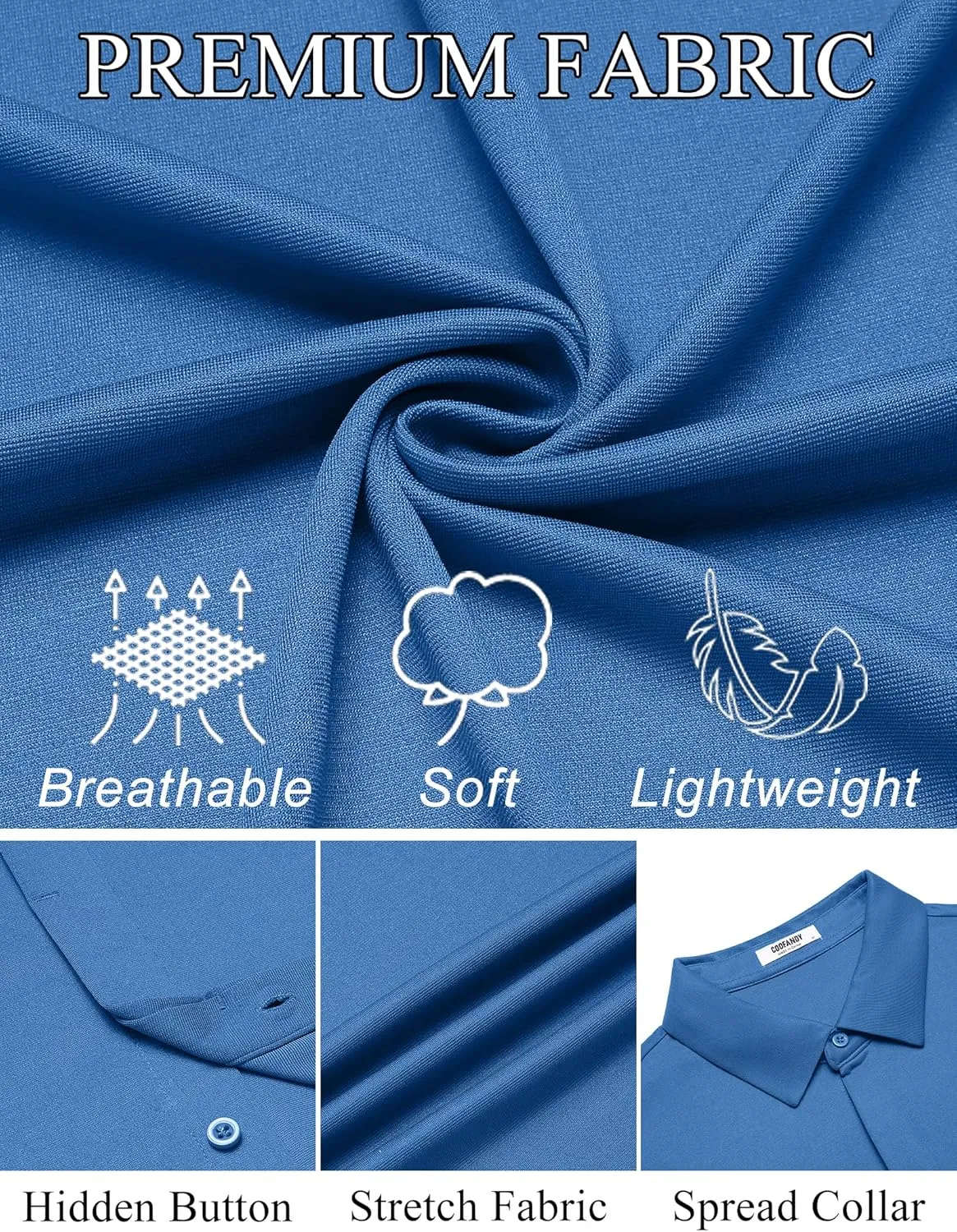 COOFANDY Mens Dress Shirts Button Down Short Sleeve Shirt Summer Shirts Casual Wrinkle Free Muscle Fit Shirts