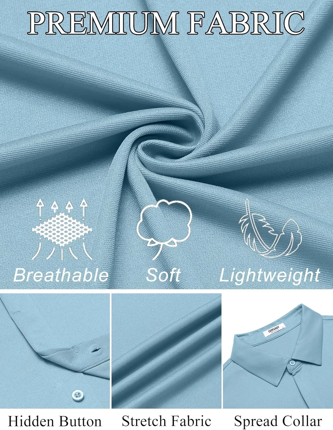 COOFANDY Mens Dress Shirts Button Down Short Sleeve Shirt Summer Shirts Casual Wrinkle Free Muscle Fit Shirts