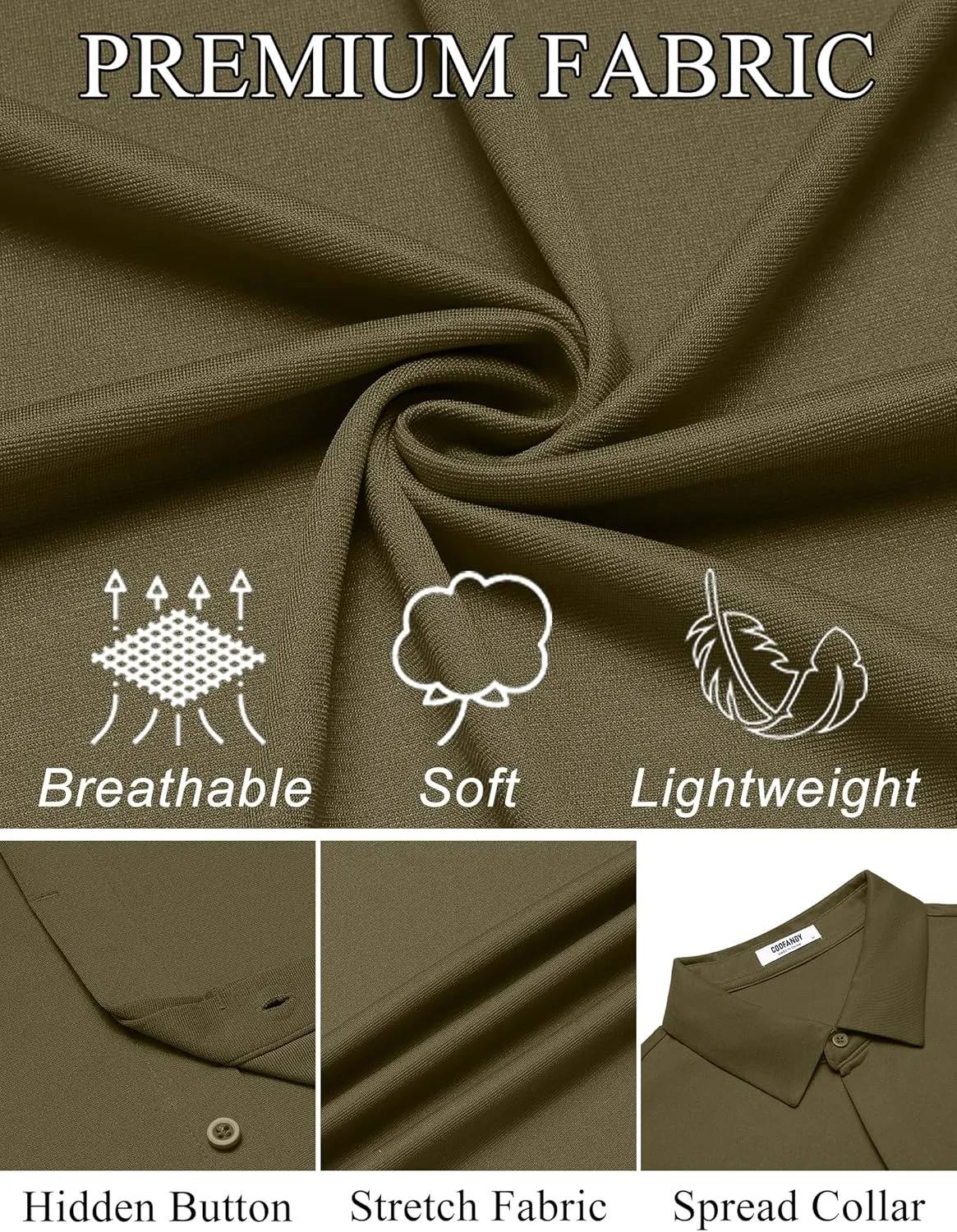 COOFANDY Mens Dress Shirts Button Down Short Sleeve Shirt Summer Shirts Casual Wrinkle Free Muscle Fit Shirts