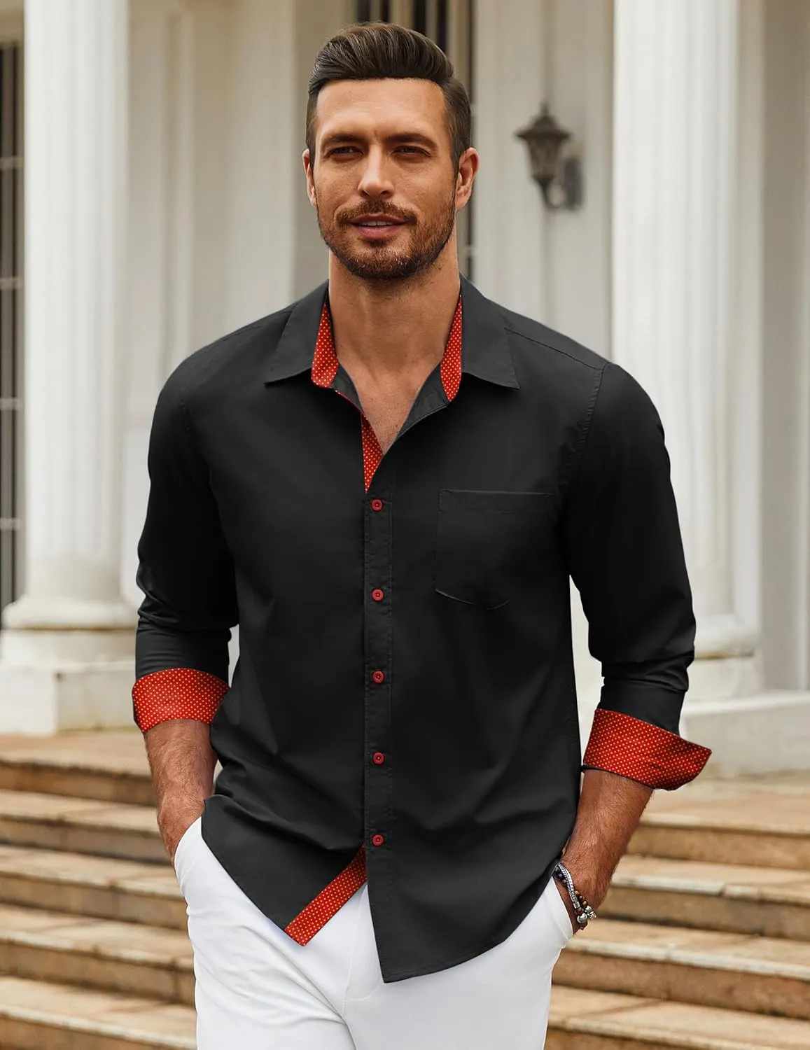 COOFANDY Mens Dress Shirts Long Sleeve Button Down Shirts Untucked Wrinkle-Free Business Casual Shirts