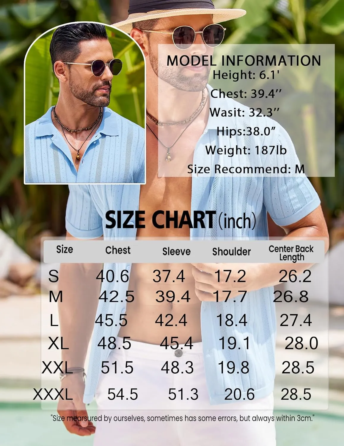 COOFANDY Mens Knit Button Down Shirts Crochet Polo Shirts Vintage Short Sleeve Textured Shirts Summer Beach Tops