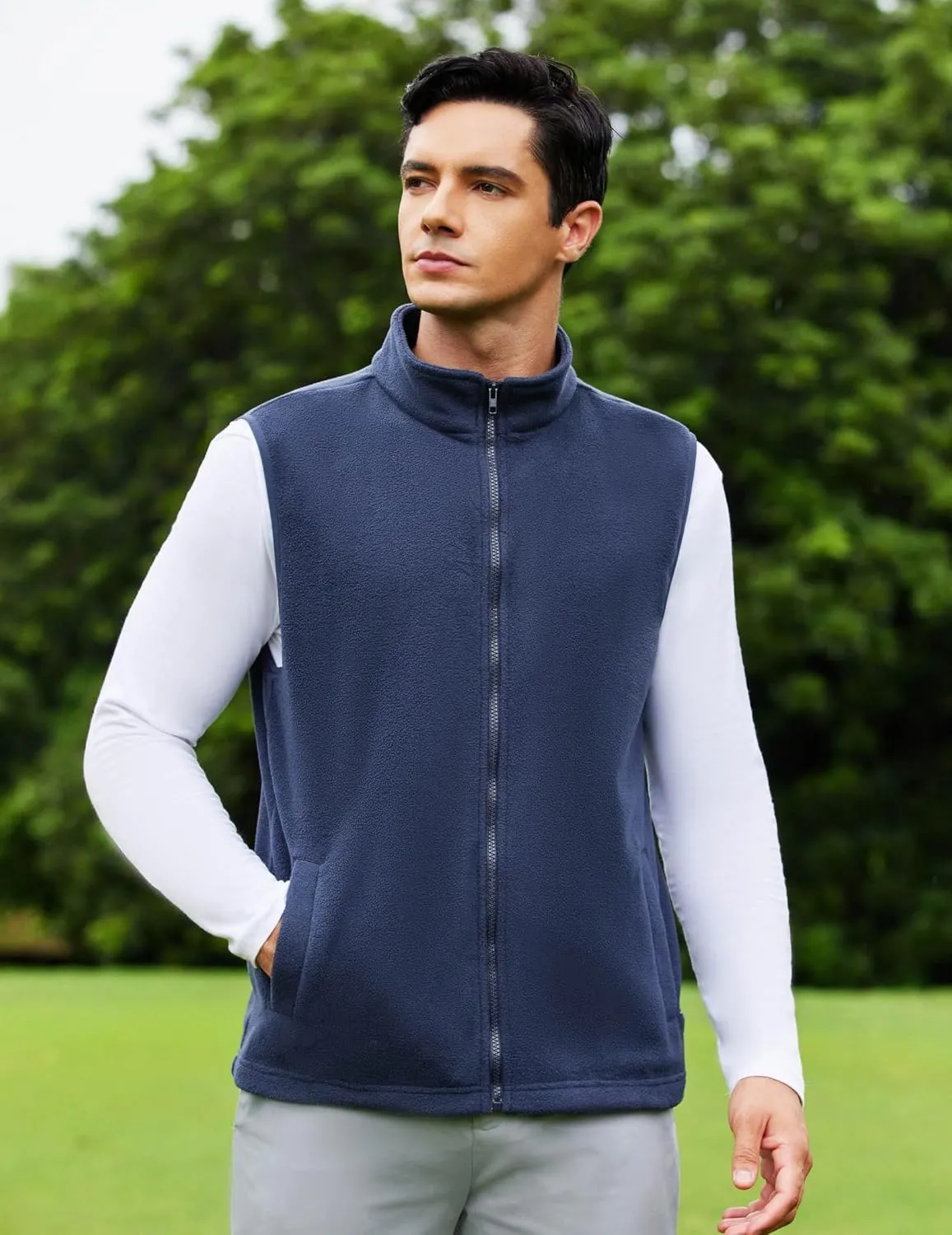 COOFANDY Men's Polar Fleece Vest Lightweight Sleeveless Zip Up Jacket Casual Outerwear Outdoor Golf Vests