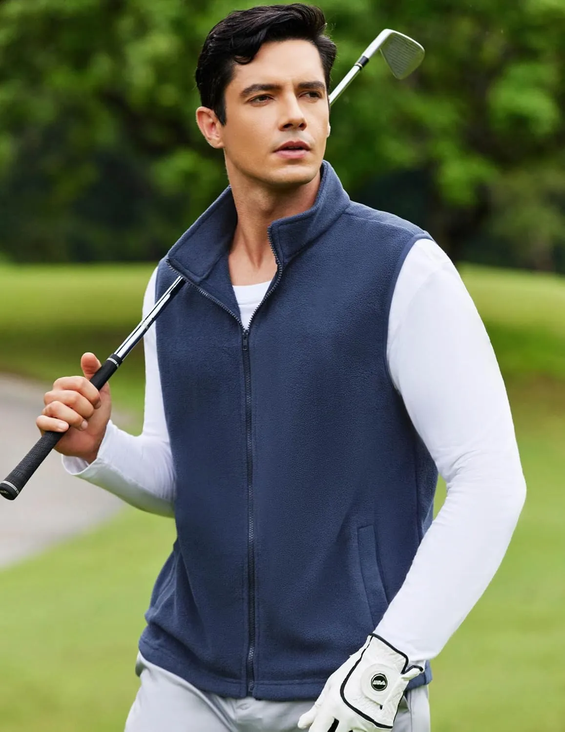 COOFANDY Men's Polar Fleece Vest Lightweight Sleeveless Zip Up Jacket Casual Outerwear Outdoor Golf Vests