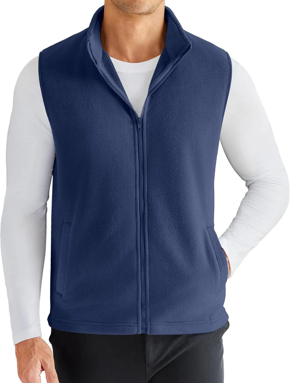 COOFANDY Men's Polar Fleece Vest Lightweight Sleeveless Zip Up Jacket Casual Outerwear Outdoor Golf Vests