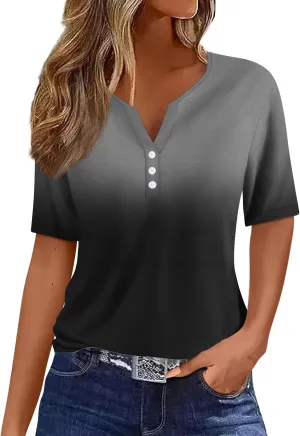 COTECRAM Summer Tops for Women 2025 Vacation Trendy V Neck Boho Short Sleeve Shirts Casual Loose Comfy Tunics