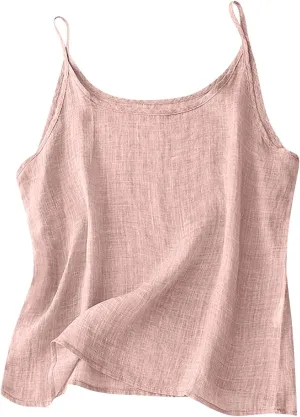 Cotton Linen Tank Tops for Women Casual Summer Gauze Shirt Basic Sleeveless Layering Camisoles Beach Vacation Clothes